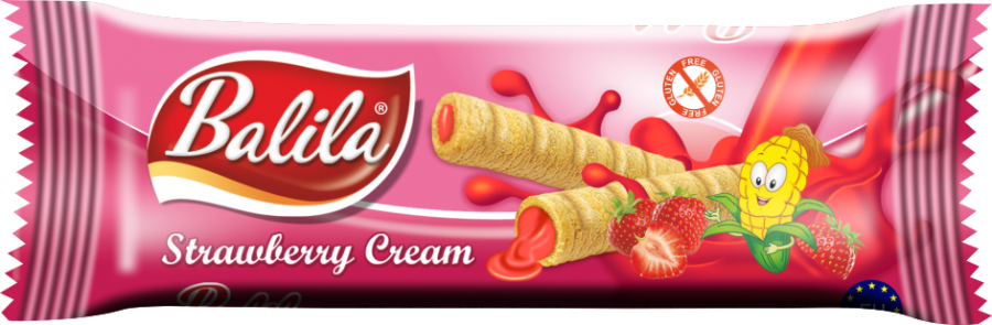 BALILA kukuřičná trub.s krémem s příchutí  jahoda 18g 48ks