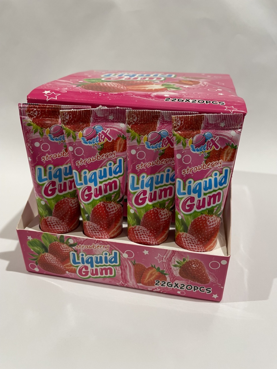 Bubble gum liquid in tube strawberry (KF) 22g 20ks