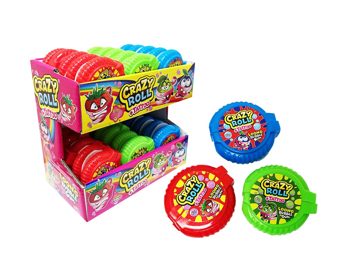 CRAZY ROLL GUM WITH TATTOO 15g 30ks