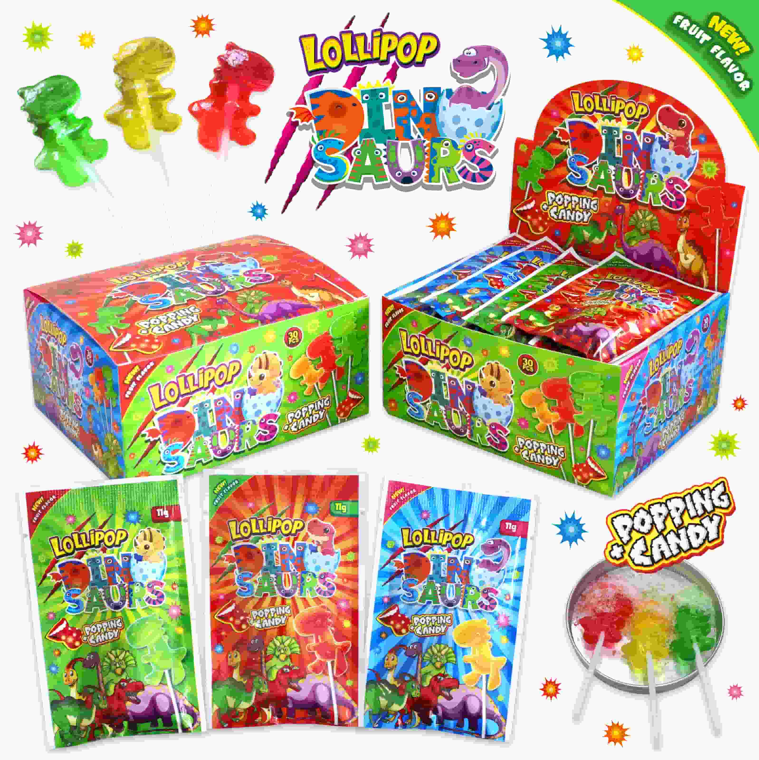 DINOSAUR LOLLIPOP POPPING CANDY 11g 30ks