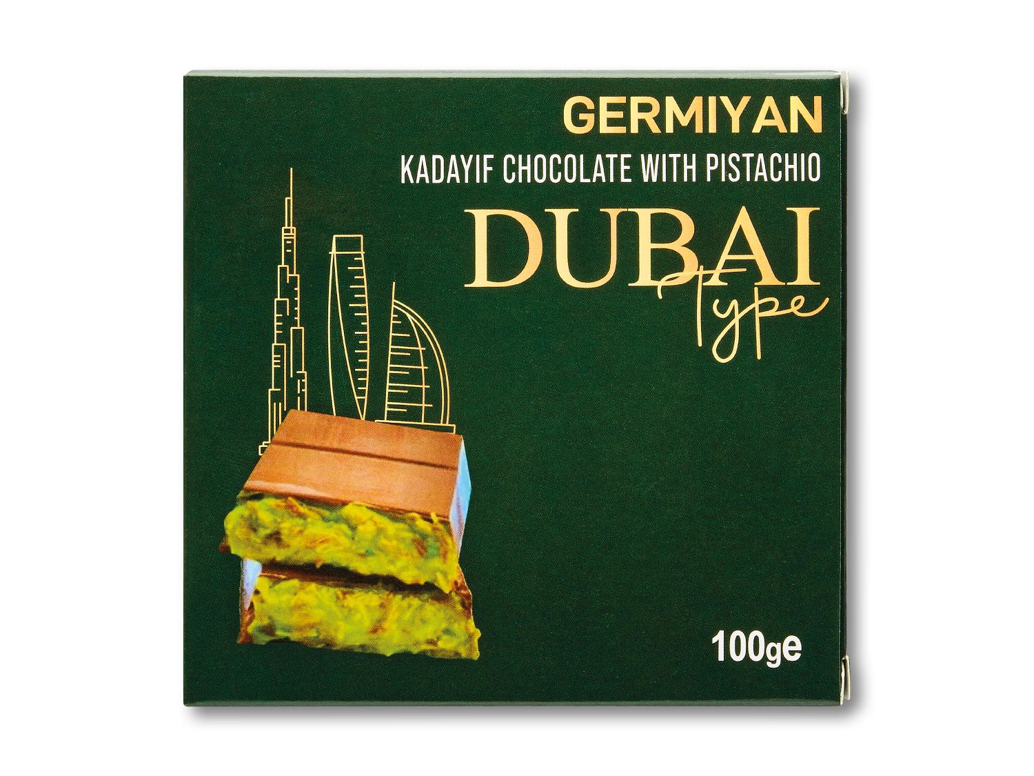Dubai Germiyan kadayif chocolate with pistachio 100g 12ks
