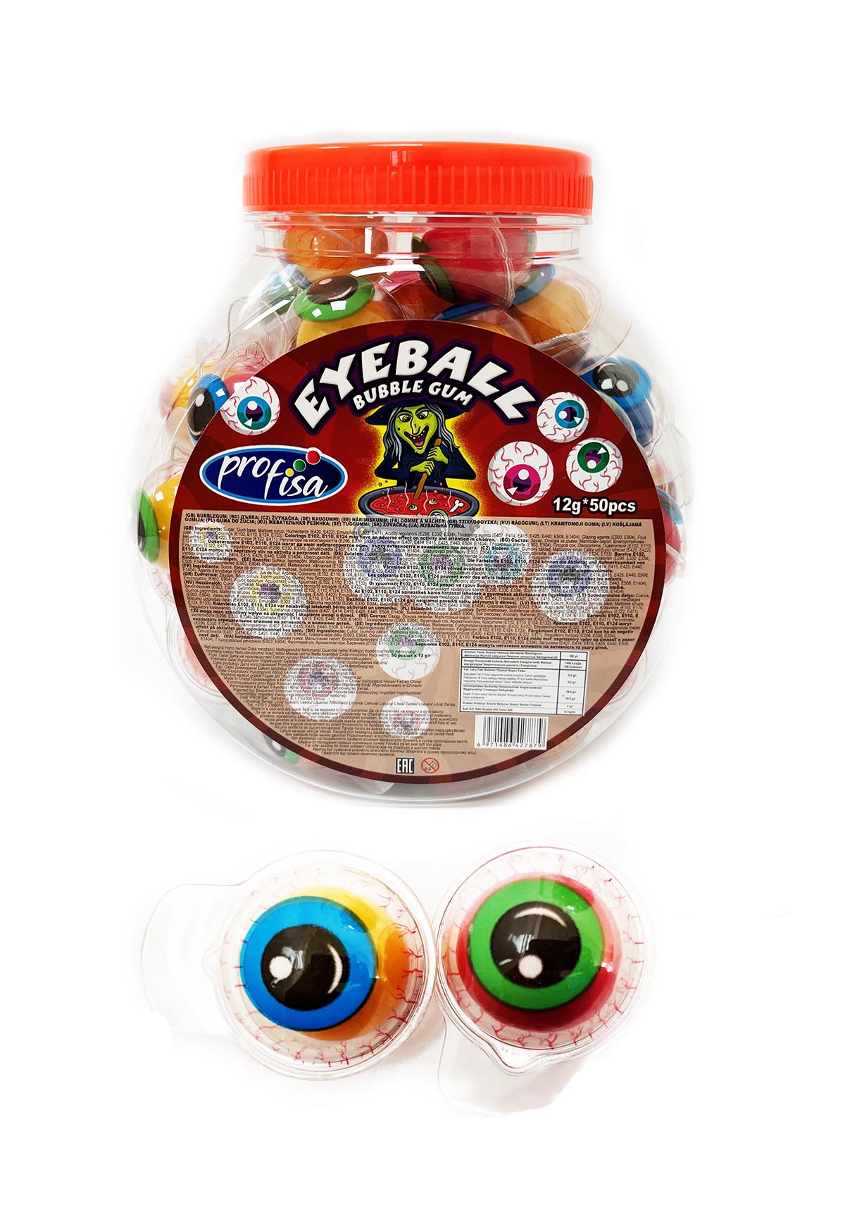 EYEBALL BUBBLE GUM 12g 50ks