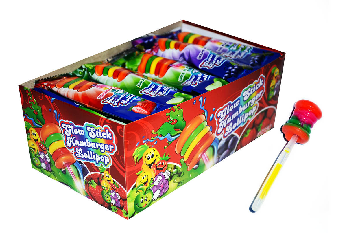 GLOW STICK HAMBURGER LOLLIPOP 10g 30ks