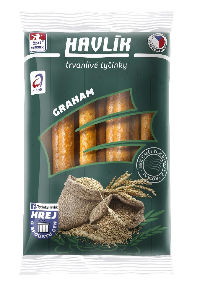 HAVLÍK Trv.tyčinky se sýrem a solí – GRAHAM  90g 30ks