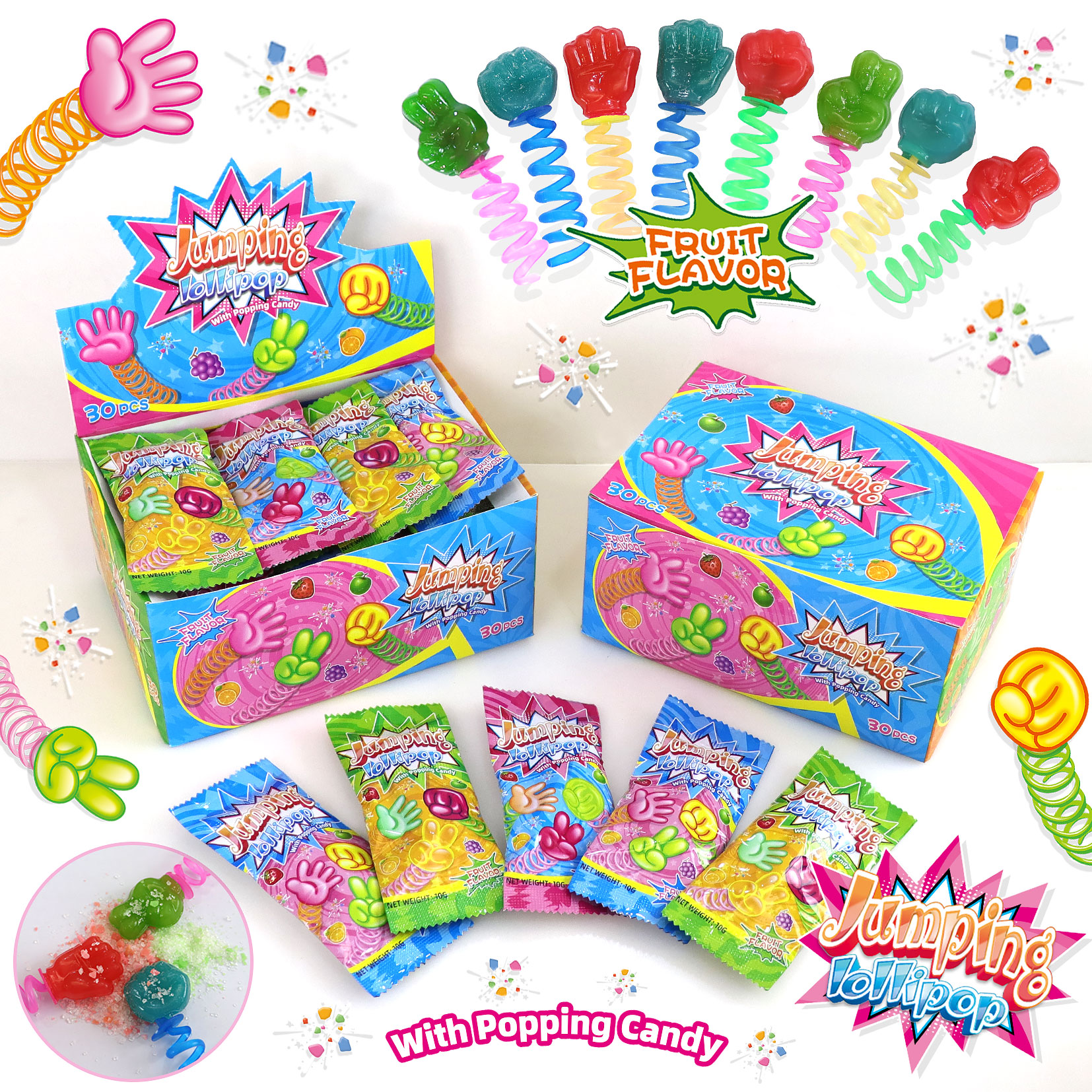 JUMPING LOLLIPO PWITH POPING CANDY PFS010110 10g 30ks