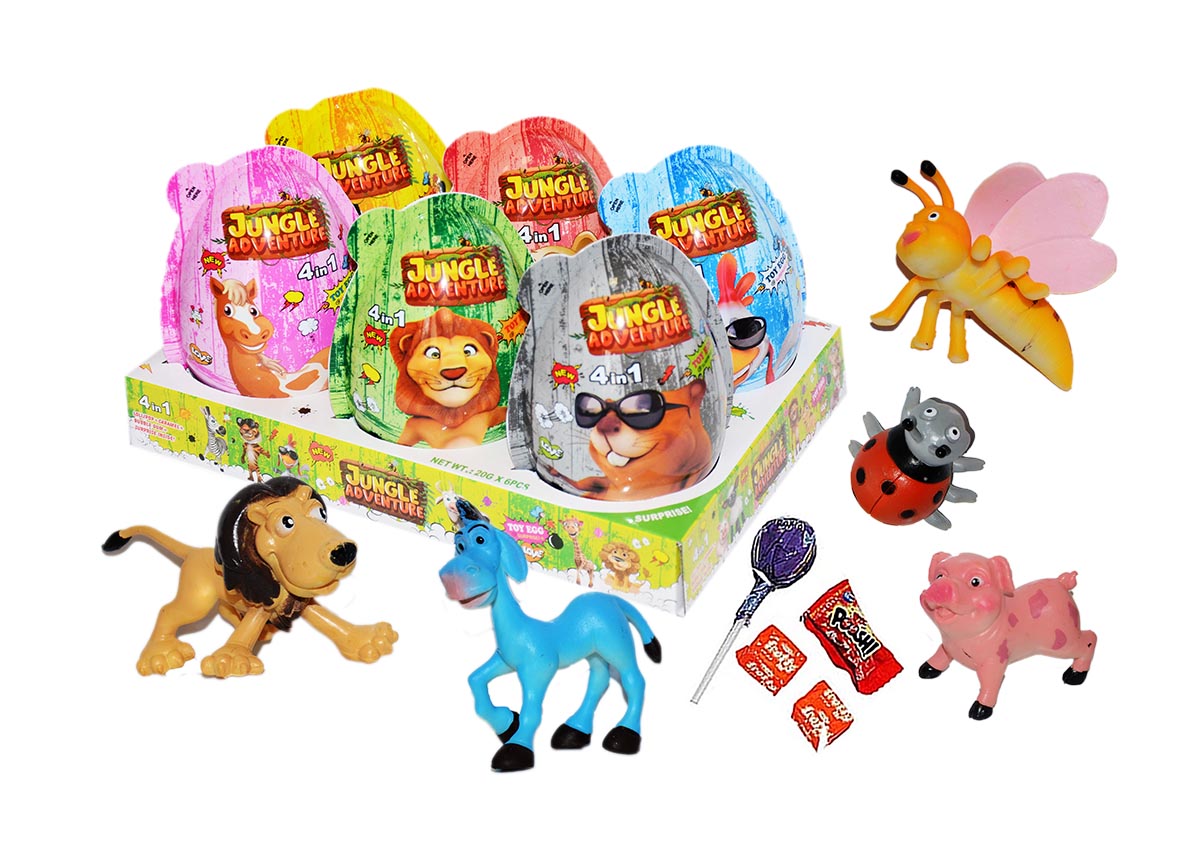JUNGLE ADVENTURE PLASTIC EGGS 20g 6ks