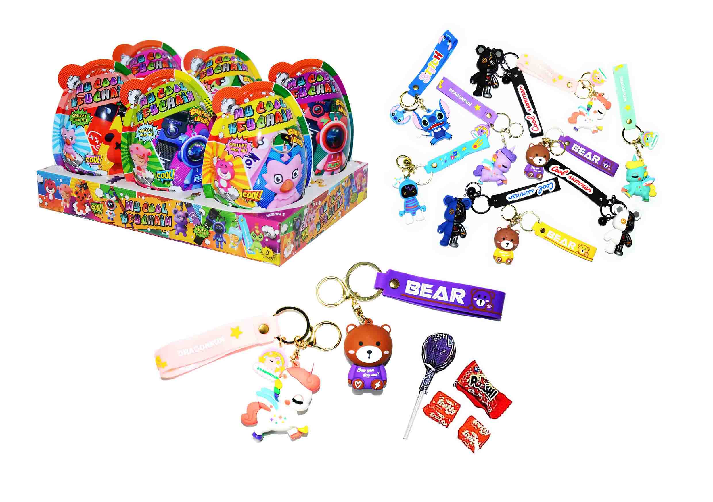 MY COOL KEYCHAIN PLASTIC EGGS (13.5cm)  25g 6ks