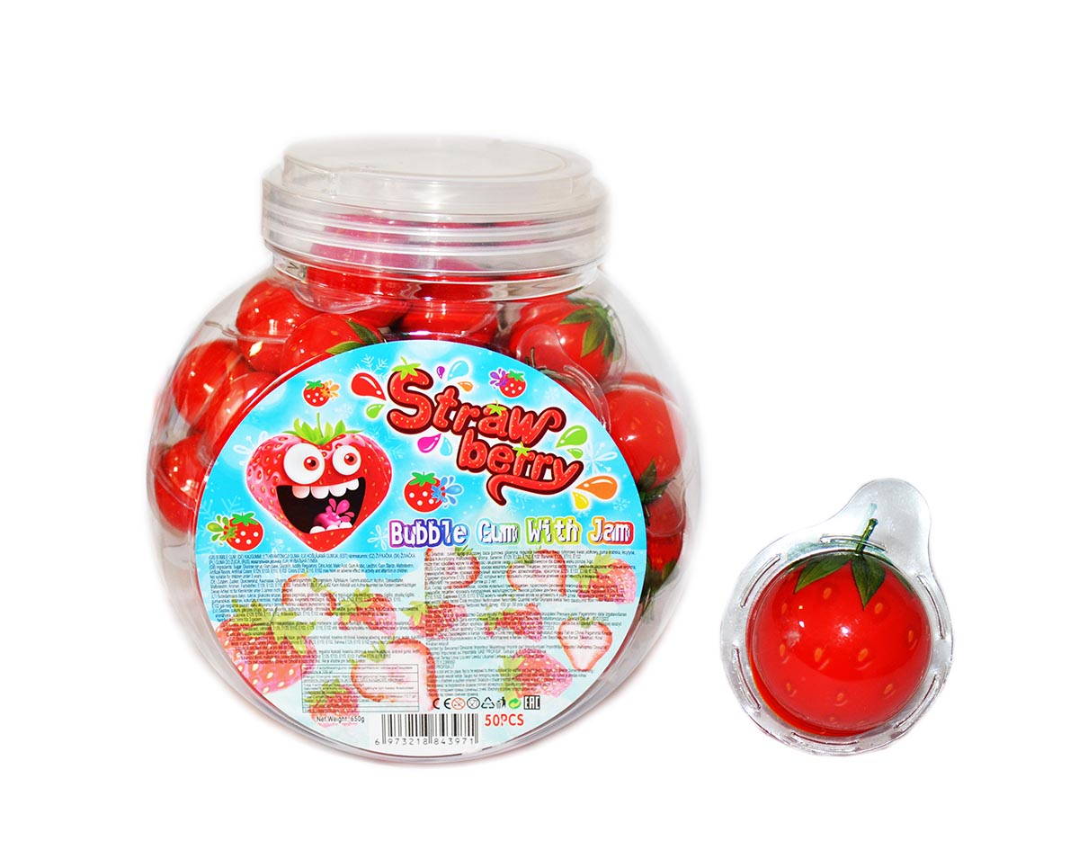 NEW STRAWBERRY BUBBLE GUM 13g 50ks