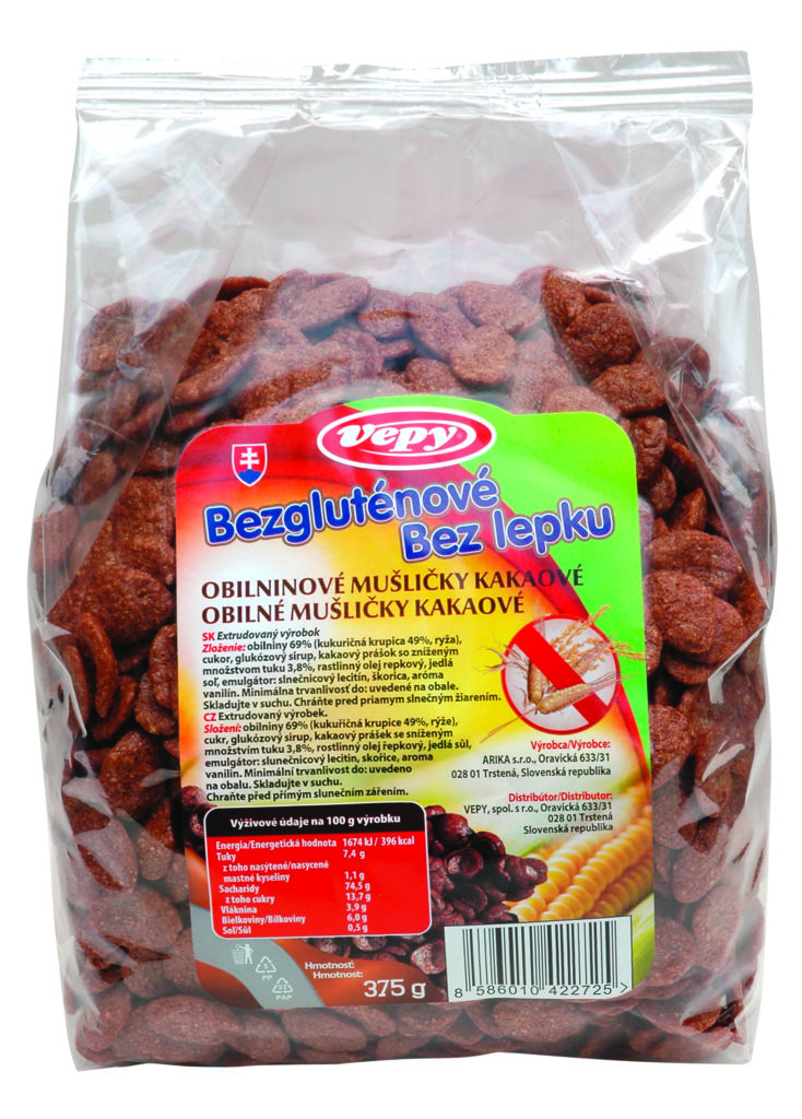 Obilné MUŠLIČKY KAKAOVÉ bezgluténové 375g 10ks