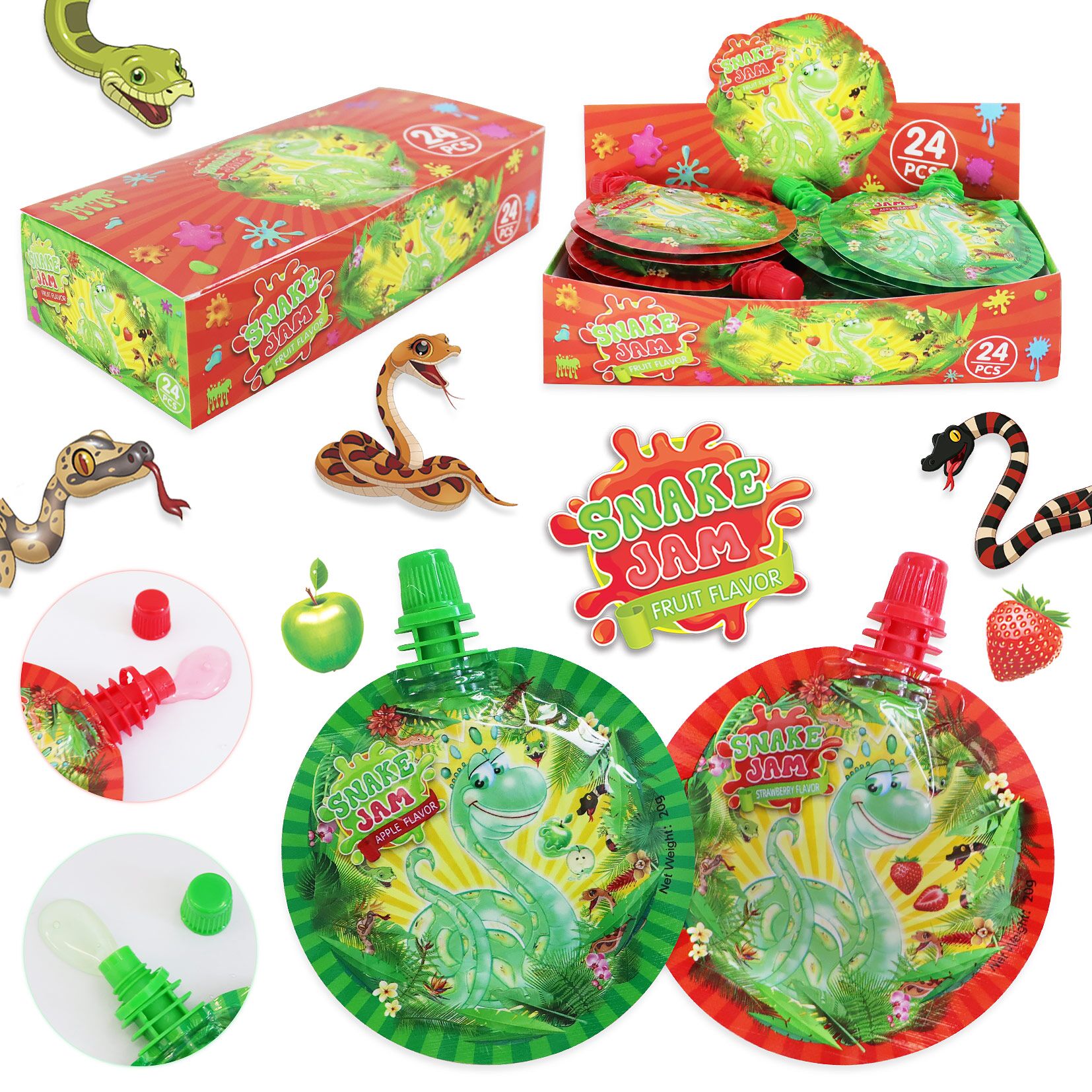 SNAKE JAM FRUIT FLAVOUR 20g 24ks