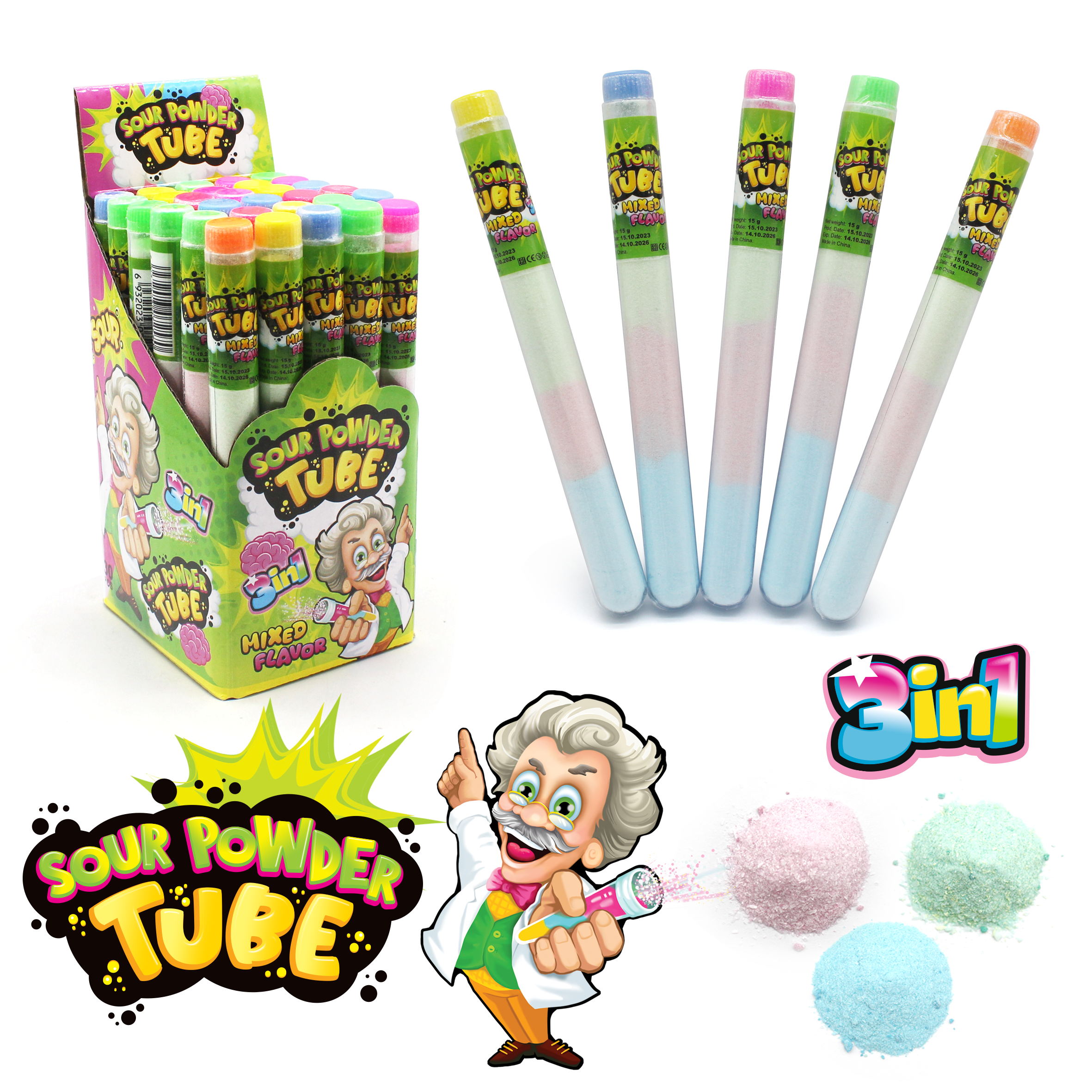 SOUR POWDER TUBE 3 IN 1 15g 30ks