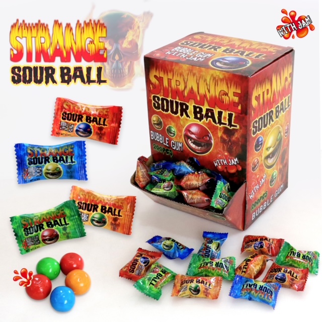STRANGE SOUR BALL BUBBLE GUM PFS01350 4,5g 200ks