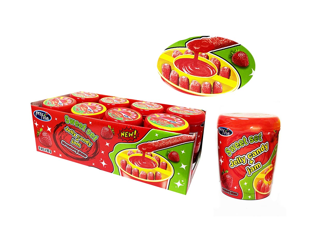 SWEET SET JELLY CANDY+JAM STRAWBERRY 60g 8ks