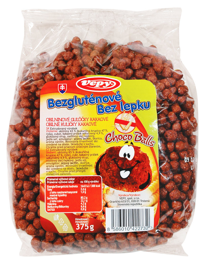Obilné KULIČKY KAKAOVÉ bezgluténové 375g 10ks