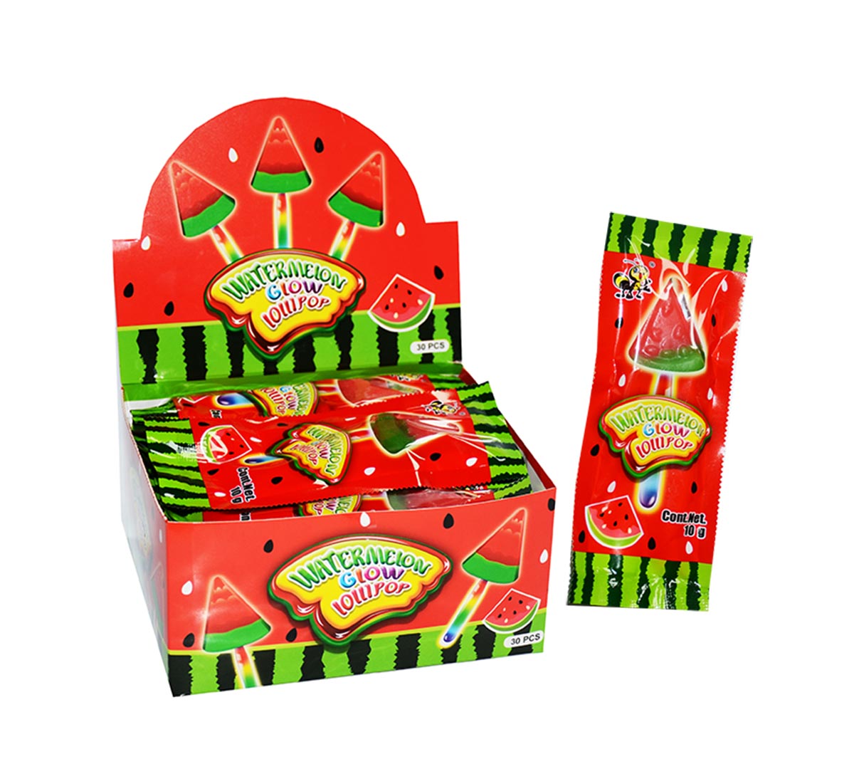 WATERMELON GLOW LOLLIPOPS With Light Stick 10g 30ks