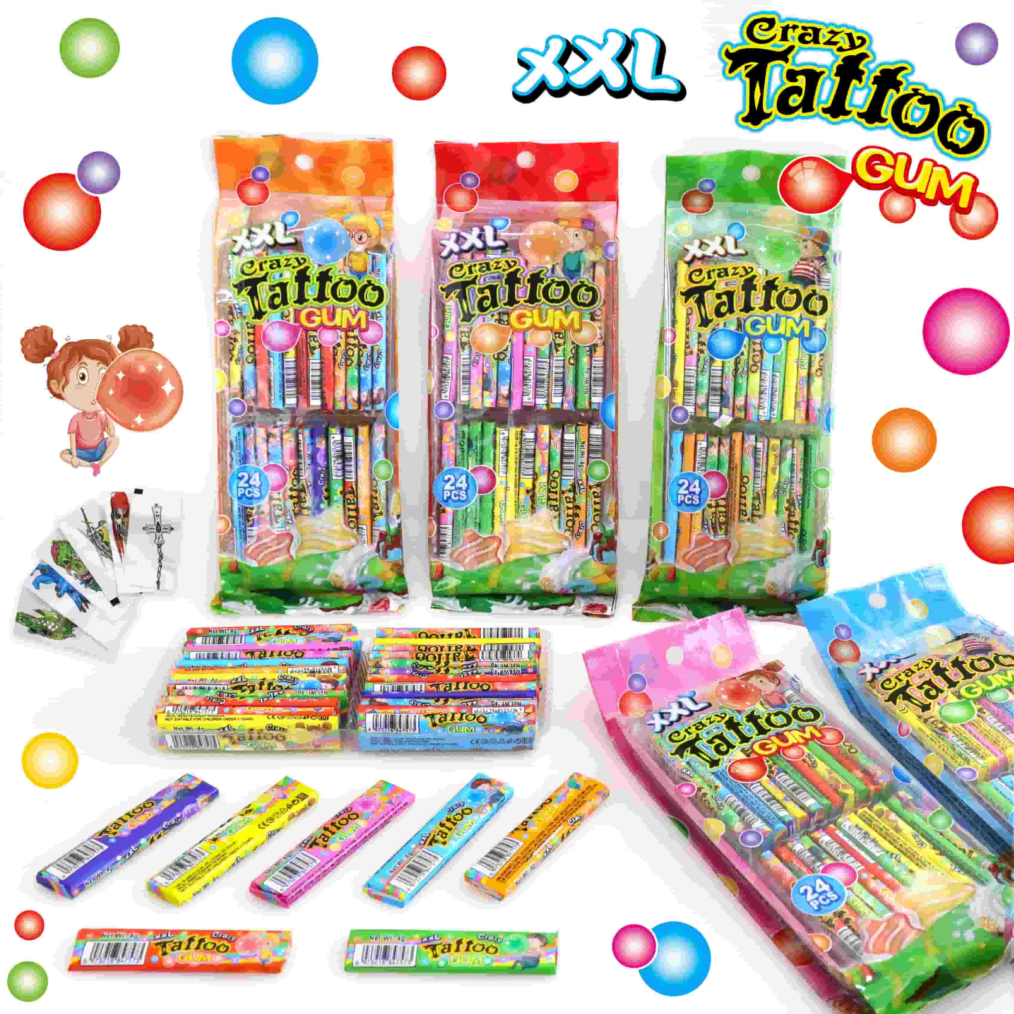 XXL CRAZY TATTOO BUBBLE GUM 4g 24ks