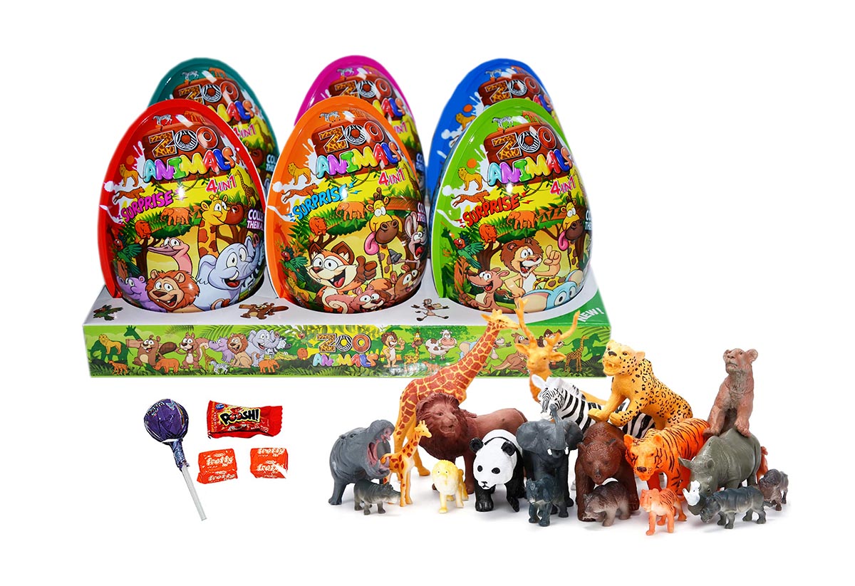 XXXL ZOO ANIMALS PLASTIC EGGS 20g 6ks